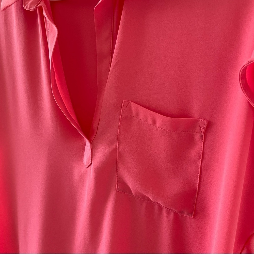 Pleione Blouse Pink Collar Pocket Elegant Polo Women’s Size Small - Picture 5 of 6
